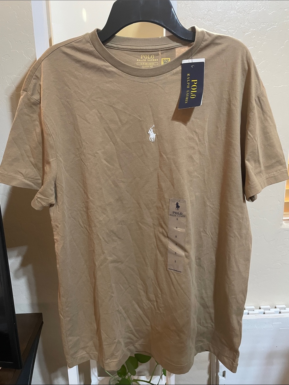 Polo by Ralph Lauren Short-Sleeve Crew T-Shirt in Tan with White Pony